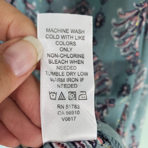 Maurices Womens Lace Up Sheer Boho Metallic Blouse Top Size 2 - Picture 7 of 7